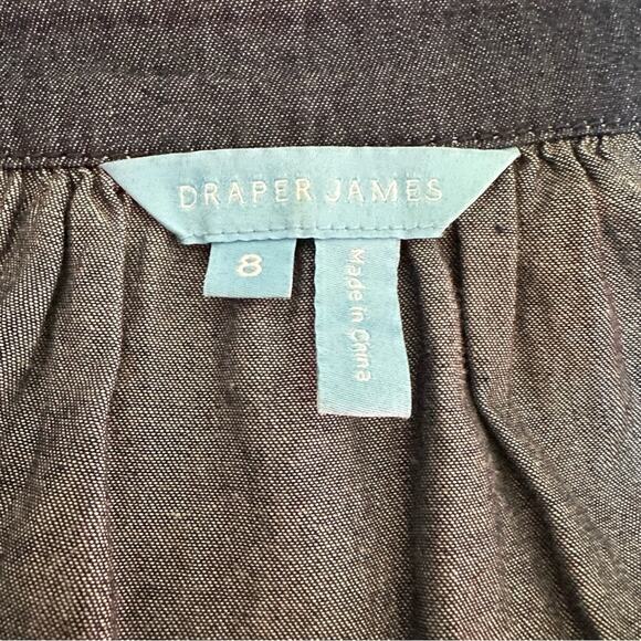 Draper James Shirt Dress Chambray Belted 100% Cotton Long Sleeve Minimalist  8 - Picture 11 of 12